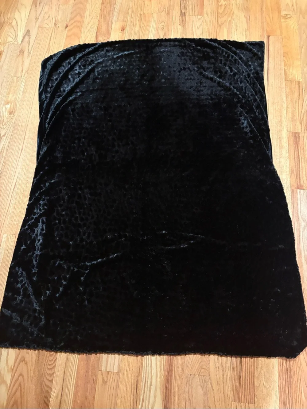 Black velvet animal print reversible blanket